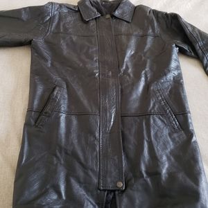 Faux Black Leather Jacket (Size: Medium)